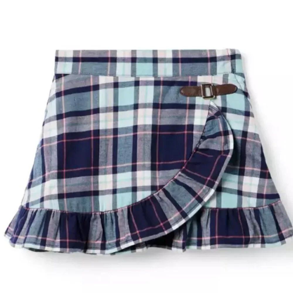 Janie and Jack 100047389 Girl Merchant Marine Plaid The Plaid Quad Skirt NWT siz